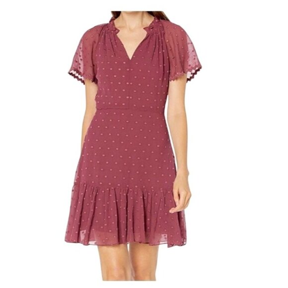 Rebecca Taylor Dresses & Skirts - REBECCA TAYLOR $495 Women's 14 Short Sleeve Dot Embroidery Dress Jam Silk Blend